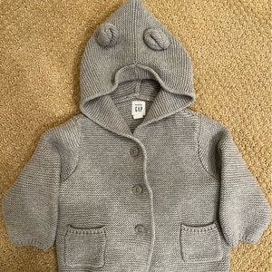 Baby gap bear hooded cardigan 6-12 months